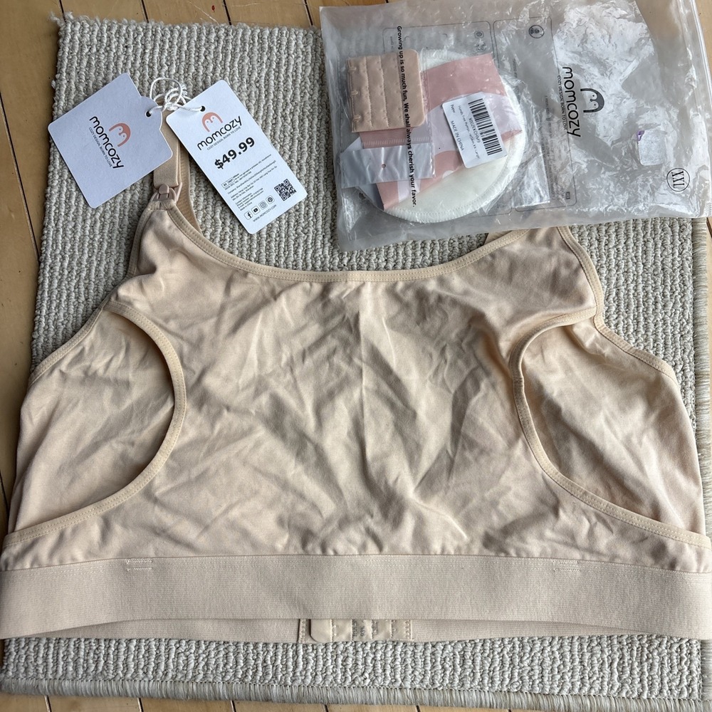NEW with tags Women's Momcozy Maternity Hands-Free Pumping Bra 2XL Beige